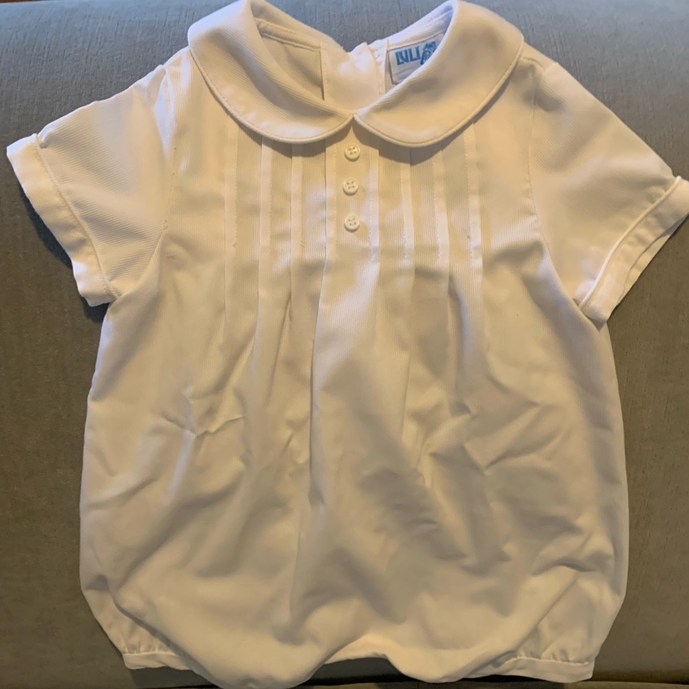 Luli & Me White Peter Pan Collar Baby One-Piece